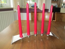 Partylite Kerzenhalter Edelstahlbogen rechteckig inkl. 5 Stabkerzen rot