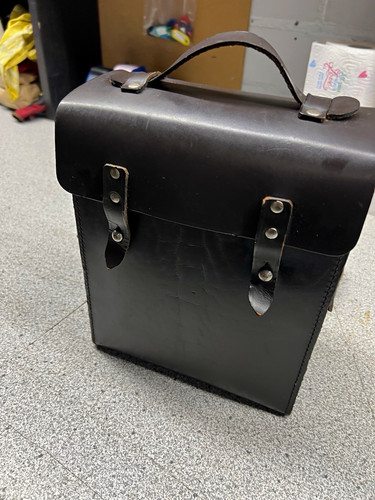 Schwarze leder kameratasche - schwarze,