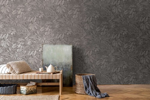 Vliestapete mit floralem blatt - vliestapete,