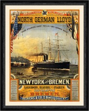 North German Lloyd New York Bremen Southampton Werra Kunstdruck Faks_Werbung 268