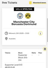 1 Ticket City BVB 5.11. Gästeblock 