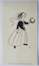 Zeichnung Tinte Federzeichnung Diana Lionardo Hufeisen Eleonore Vogler Monogramm