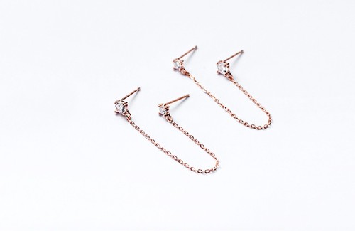 Silber double ohrstecker - silber,