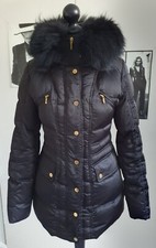 Hallhuber Daunenjacke/Steppjacke schwarz mit Echtpelz an der Kapuze Gr. 36