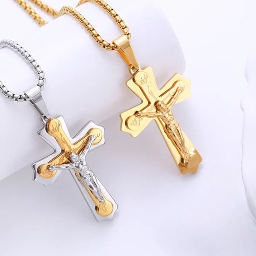 Herren kreuz halskette gold - herren,