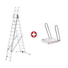 Hailo ProfiLOT 3x12 Sprossenleiter Alu Kombileiter Teleskop Tritt ausziehbar
