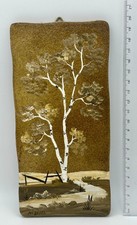 Handgemaltes Birkenbaum-Bild auf Schiefer, signiert N.P.M., Unikat