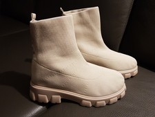 Sneaker *  Strick - Stiefeletten *  Plateau * Stretch * 39 * beige * NEU