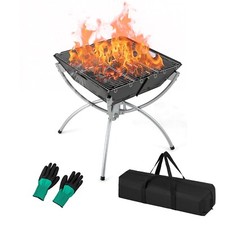 3in1 Feuerstelle Feuerschale Feuerkorb klappbar mit Edelstahlgrill/Tragtasche