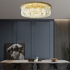 Luxus Gold Kristall Pendelleuchte Modern Kronleuchter Runden E14 Golden Decken