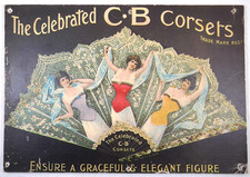 antiker Werbeaufsteller, Pappe - The Celebrated C.B. Corsets, um 1900