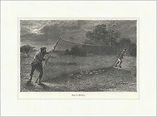 Fang im Wurfnetz Vögel Vogelfänger Netz Marie Adrien Holzstich JAGD ALBUM 048