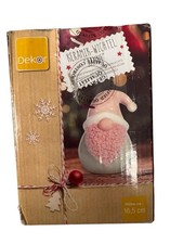 Keramik Wichtel Janne Weiß Pink 16,5 cm Deko Figur Weihnachten