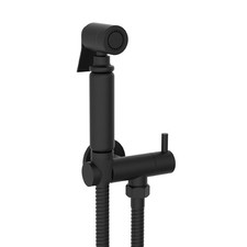 BELVIT Bidetarmatur matt schwarz Handbrause Set WC Aufputz Halter Schlauch