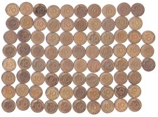 83 Stück 10 Pfennig Münzen aus Umlauf - darunter 1 x von 1949 - unsortiert