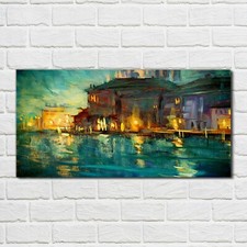 Acrylglasbild Wandbild Plexiglas 100x50 Malerei Abstrakte Fluss Bauten Lichter