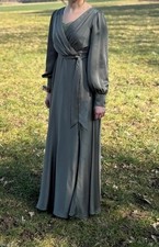 Jake*s Cocktail Abendkleid in Wickel-Optik in oliv grün khaki Gr 40 M Lang Maxi 