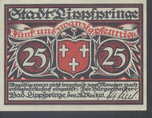 Notgeld bad lippspringe - bad, -25
