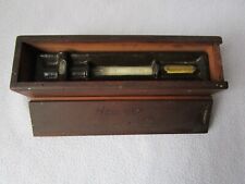 alte Maschinen-Wasserwaage Stahlbau Waage Eisen im Original Holzkasten