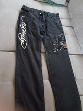 ED HARDY  PANTHER-CROUCH-LEAP TATTOO GRAPHIC - Jeans Relaxed Fit - black