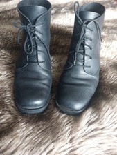 Damen Schürstiefeletten Boots Schwarz Gr.38 Echt Leder Biker 