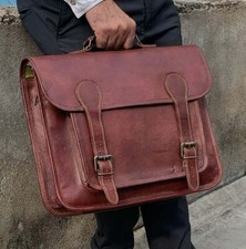 Handgefertigte echte Umhängetasche Laptop Aktentasche für Damen braun Tasche