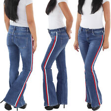 Damen Schlaghose Bootcut Jenas Hose Hüftjeans Stretchjeans Flared Weites Bein