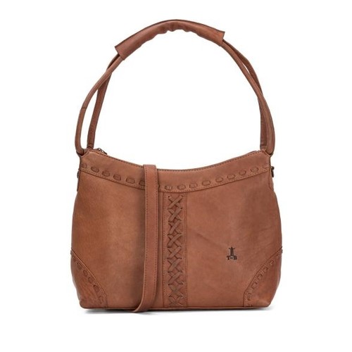 Leder schultertasche braun - braun, 26