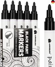 Lackmarker Schwarz 5 Stück, Lackstift Schwarz Wasserfeste Stifte für Holz, S