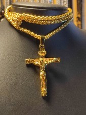 Jesus Christus unser Heiland am Kreuz Halskette in Gold INRI Elegant Retro Stil