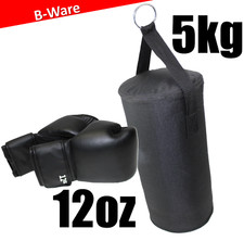 Boxsack 5 kg Boxhandschuhe 12oz Gr M Boxtraining boxen Sack gefüllt hängen Decke