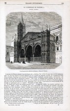 IT Palermo Palermo 1865 orig. Holzstich Seitentor des Doms