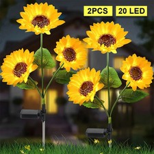 2x LED Solar Sonnenblume Blume
