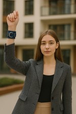 Designer Lederarmband dunkelblau mit Ziernieten  & Ring Hochwertiger Lederschutz