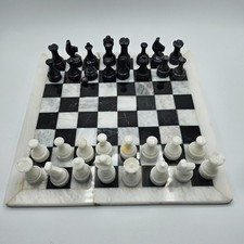 Onyx Handgefertigtes Schach 31 x 31cm Set Premium aus Marmor Schachbrett Figuren