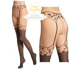Flora Tights by Wolford M fairly light black Straps Look Suspender Tights