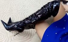 Gianmarco Lorenzi Designer Lackstiefel, schwarz, geraffter Schaft, Gr. 41