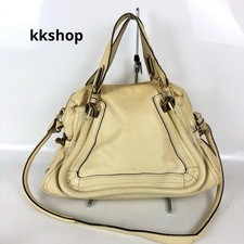 Chloe Paraty 2WAY Schulter Handtasche Leder beige authentisch gebraucht aus J...