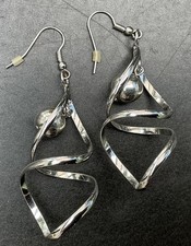 Ohrhänger Modeschmuck Spirale mit Kugel, 7 cm hoch, 26 mm Durchmesser