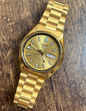 SEIKO 5 SNXS80K1 Luxus Automatikuhr Herren Gold 37mm Edelstahl Armbanduhr Datum
