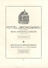 Weinhaus Pottel & Broskowski in Halle XL Reklame 1924 Kellerei Wein Werbung +