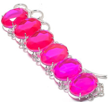 PINK MYSTIC TOPAS  Edelstein HANDGEFERTIGT 925 Sterlingsilber Schmuck Armband