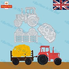 Traktor, Anhänger & Heuballen Metallschneidstanz-Set, Kartenherstellung **UK-Verkäufer** G9