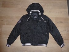 MUCH MORE Winter Jacke Bomberjacke m.Kapuze Schwarz Glanz Logo Gr.M *TOP* R0 OB