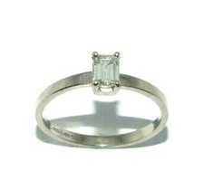 Damen / 18ct Weiß Gold Ring Set mit Einem Solitaire Diamant, UK Größe 17 1/4