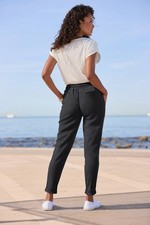 H&M Crepe Paperbag-Hose Damen M 40 Schlupfhose schwarz High Waist Tasche Marlene