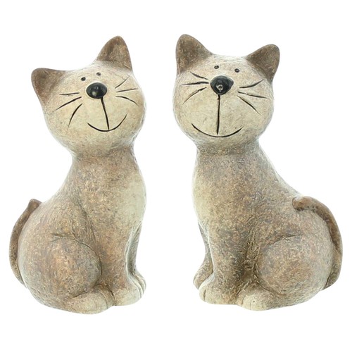 Figur katze 2er set terracotta - figur,