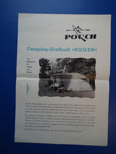 DDR Werbung orig. Pouch-gr. Faltblatt Camping Großzelt -RÜGEN-1960-Campingbedarf