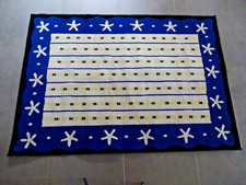 ** DESIGN ** VELOUR KURZFLOR TEPPICH - TEPPICHBODEN - 137 x 192 CM - BLAU WEIß *