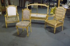 4 Teile Empire Sitzgruppe Sofa & 2 Armlehnsessel & Stuhl - Liefern möglich -L257